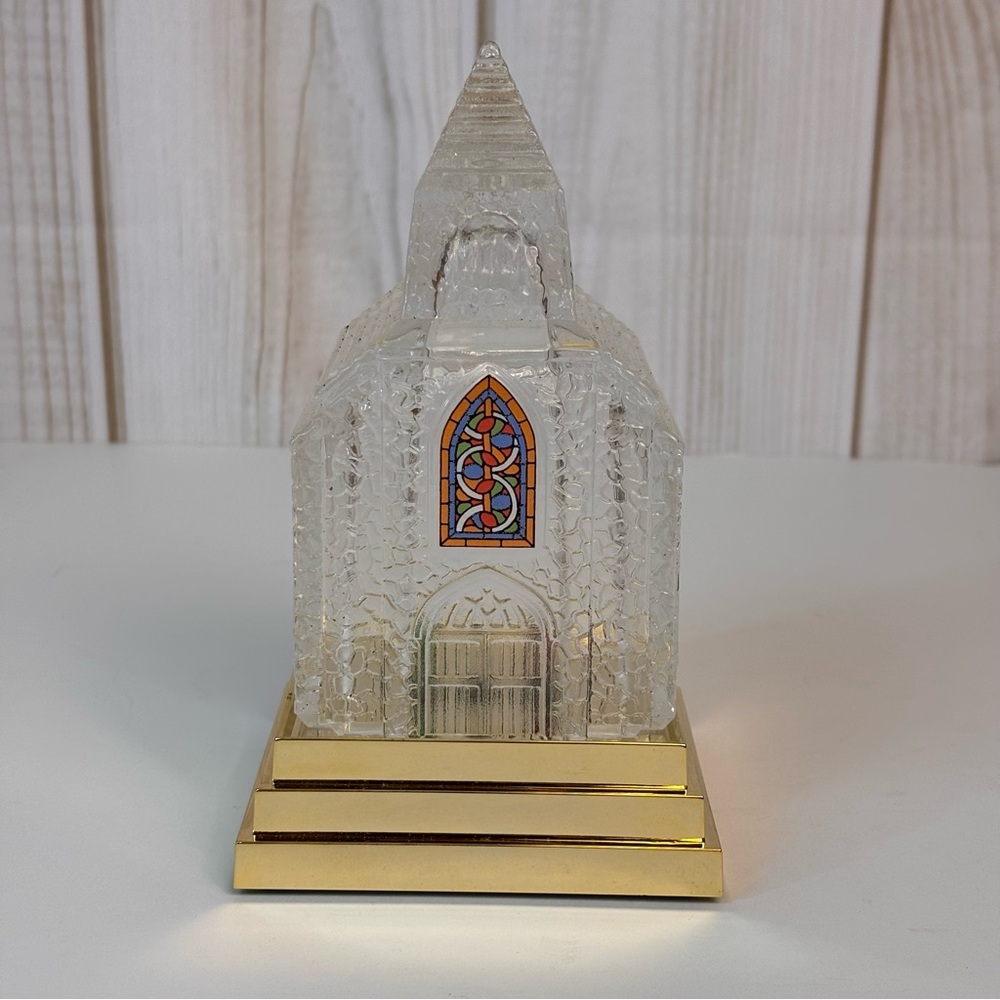 Vintage Musical Light Up Silent Night Church 90's Christmas Glass Collectible - Picture 3 of 15